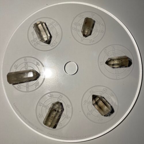 6 smokey quartz crystal points on the Urusak Water Device main plate