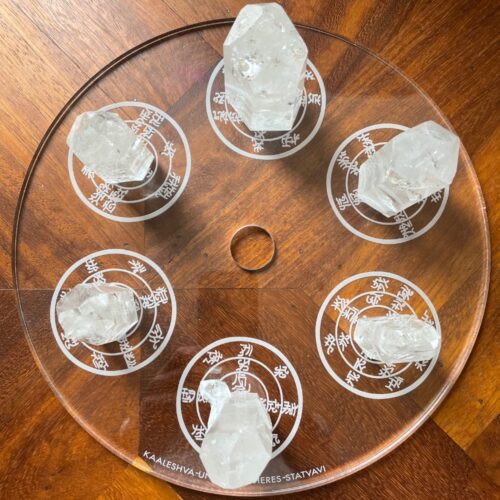 6 larger clear quartz crystal points on the Urusak Water Device main plate